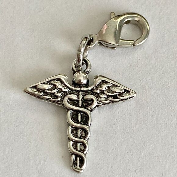 Caduceus Clip On Charm Zipper Pull Bag Purse Charm Graduation Gift RN MD DO ARNP - Picture 3 of 8